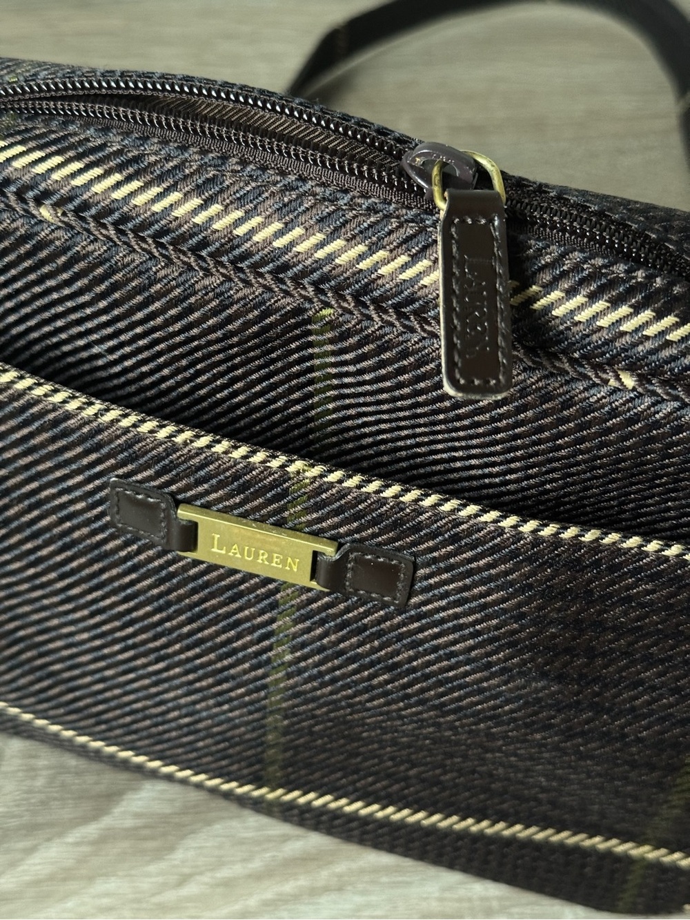 Lauren Ralph Lauren Plaid Crossbody Bag Brown Tartan Shoulder Purse Vintage - Picture 3 of 6